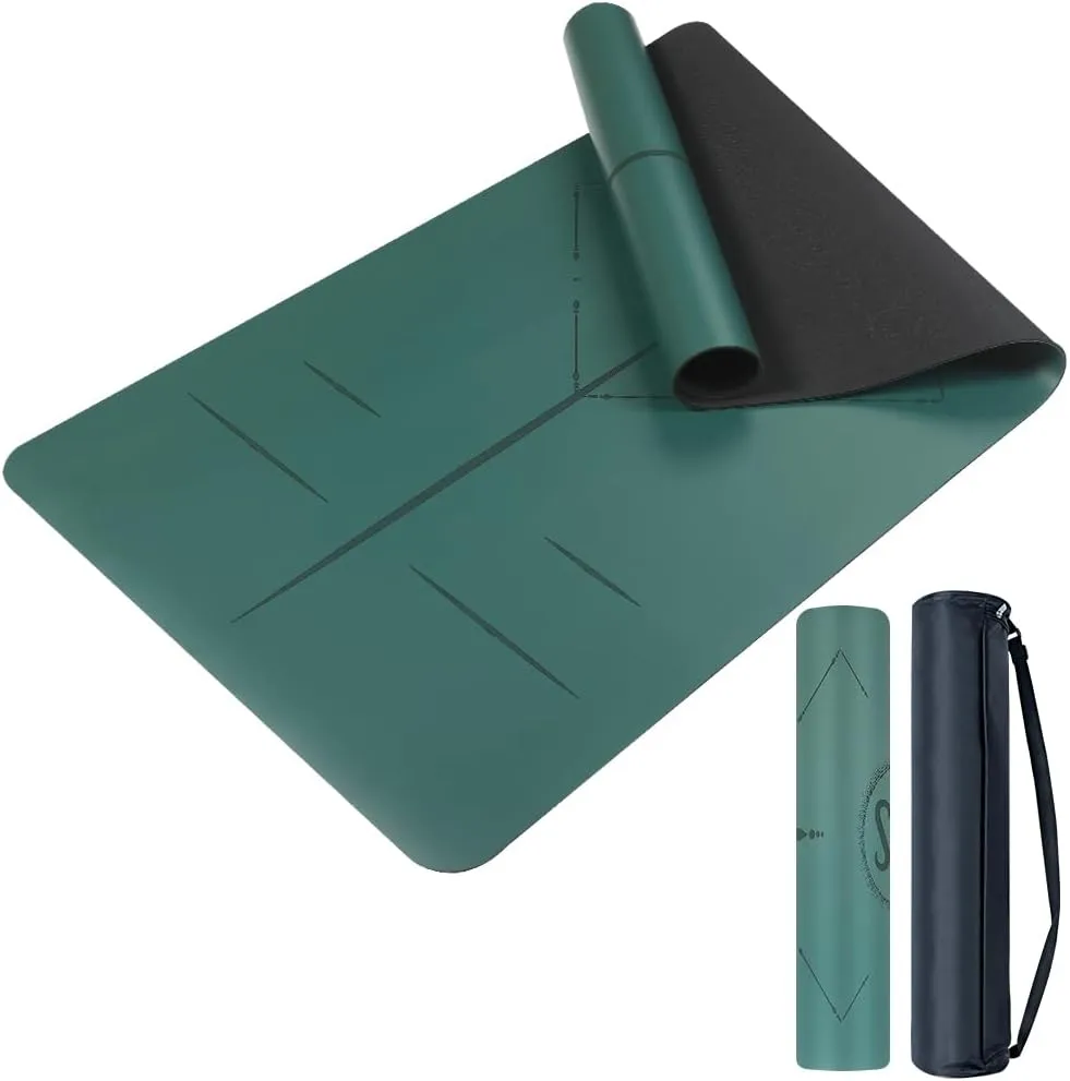Natural Rubber Yoga Mat - Non Slip Non Toxic - 72’'x26.8''x5mm - Hot Yoga, Pilates, Floor Workout - For Women and Men - with Carrying Bag