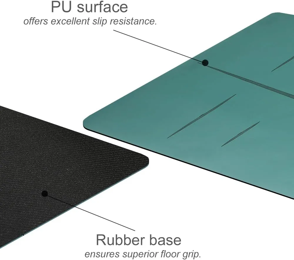 Natural Rubber Yoga Mat - Non Slip Non Toxic - 72’'x26.8''x5mm - Hot Yoga, Pilates, Floor Workout - For Women and Men - with Carrying Bag