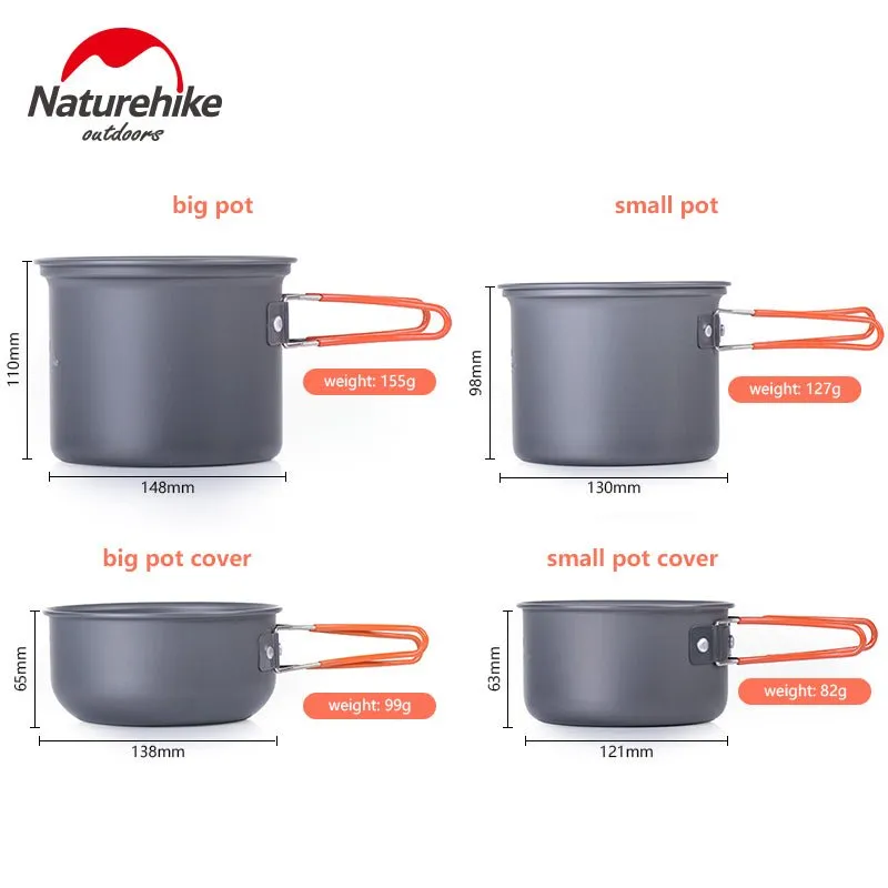 Naturehike Four-piece hiking Camping Cookware