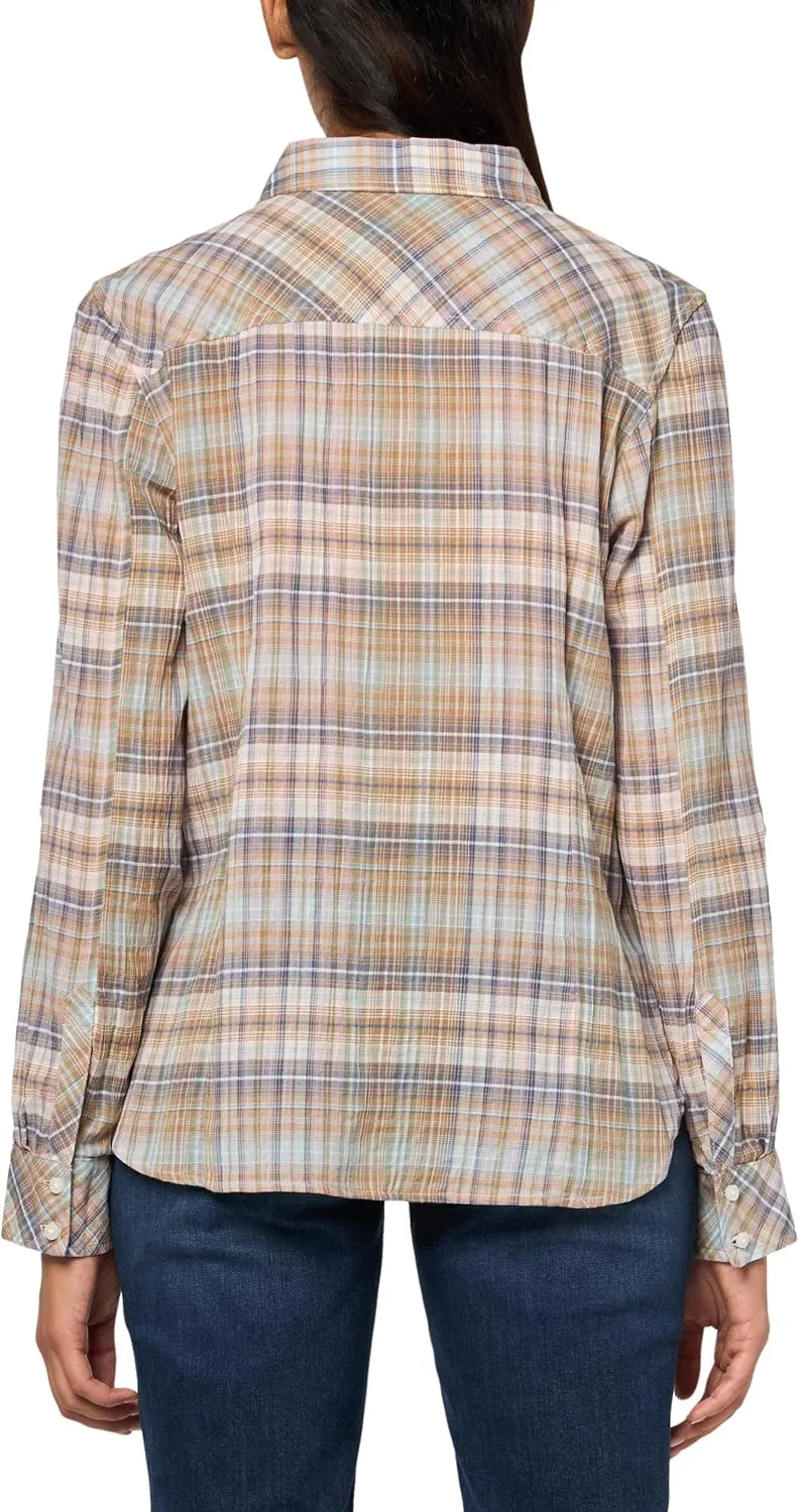Nautica Women's Button Front Long Sleeve Roll Tab Shirt