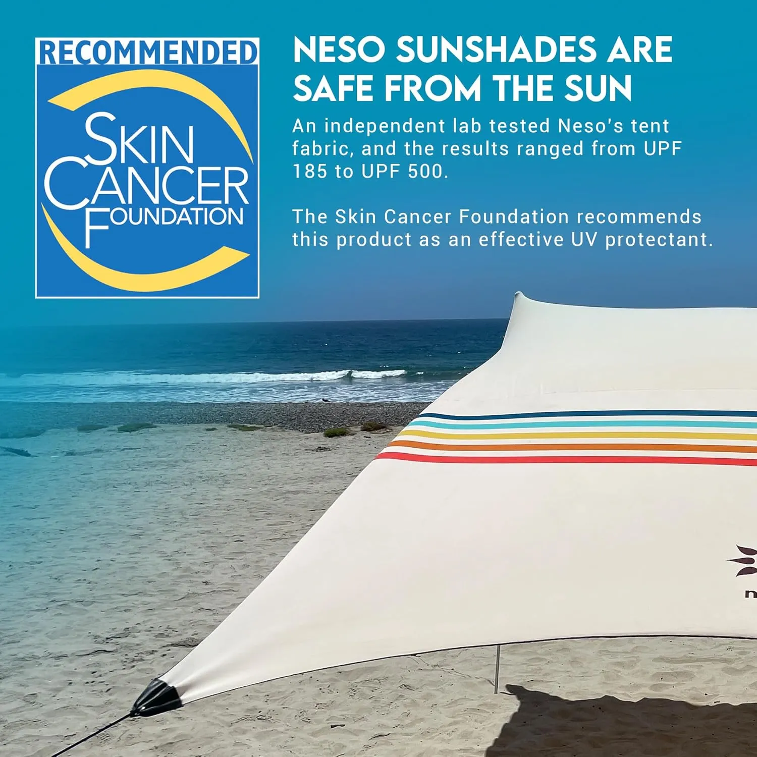 Neso Gigante - Portable Beach Tent - Ideal to Enjoy with Family and Friends - UPF 50 , Water-Resistant, and Lightweight - Rainbow, 11' x 11'