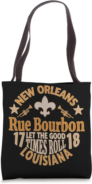New Orleans Rue Bourbon Street French Quarter Vintage Tote Bag