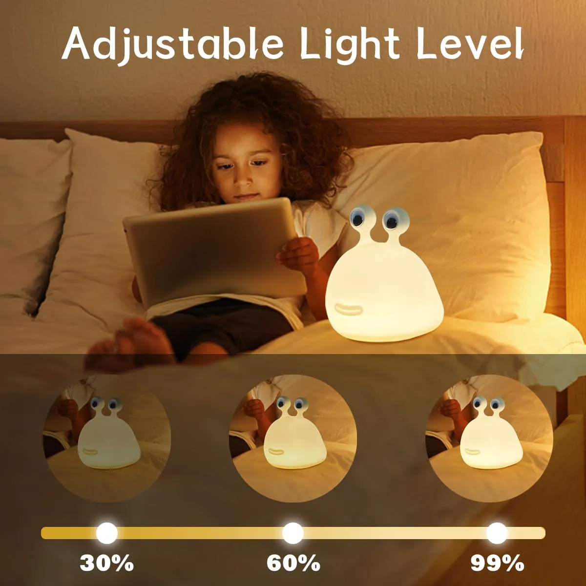 Night Light for Kids,Cute Silicone Nursery Slug Lamp for Baby and Toddler,Animal NightLight for Boys and Girls,Fun Squishy Night Lamp for Bedroom,Kawaii Bedside Lamp for Kids Room