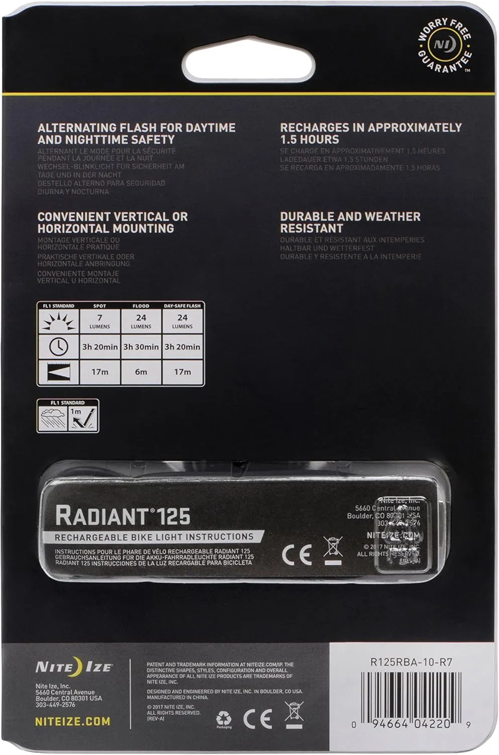 NITE IZE Red Radiant 125 Rechargeable Bike Light