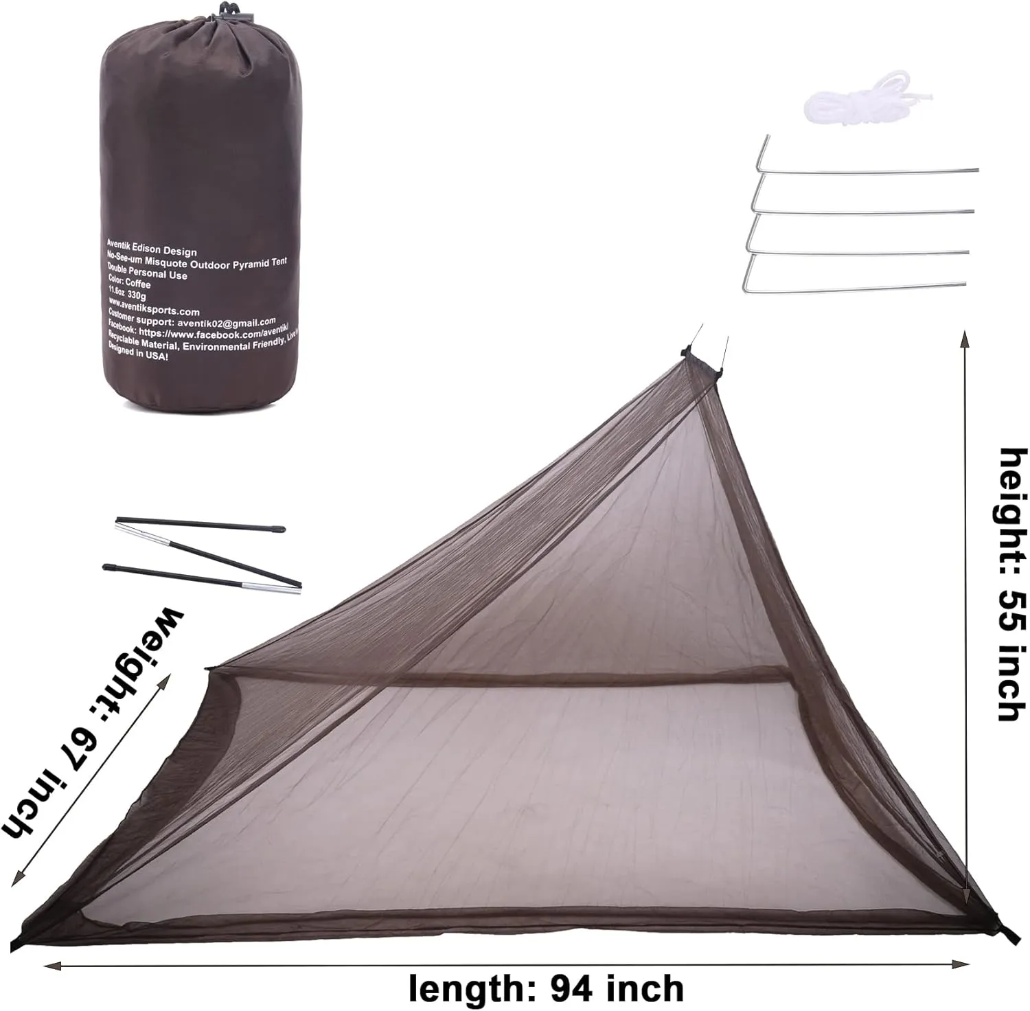 No-See-Ums Camping Mosquito Net Bed Compact and Ultra-Light for Travel，Finest Holes Mesh 2000 Noseeum Netting for Camping and Hiking, Without Sleeping Mat