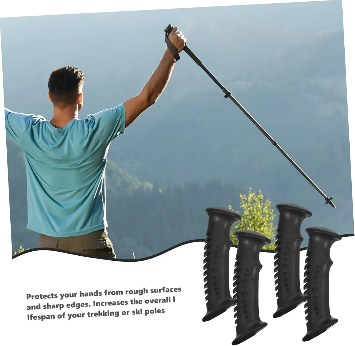 NOLITOY 3sets Replacement Ski Pole Grips Trekking Pole Handle Walking Stick Handle for Outdoor Activities 4pcs*3