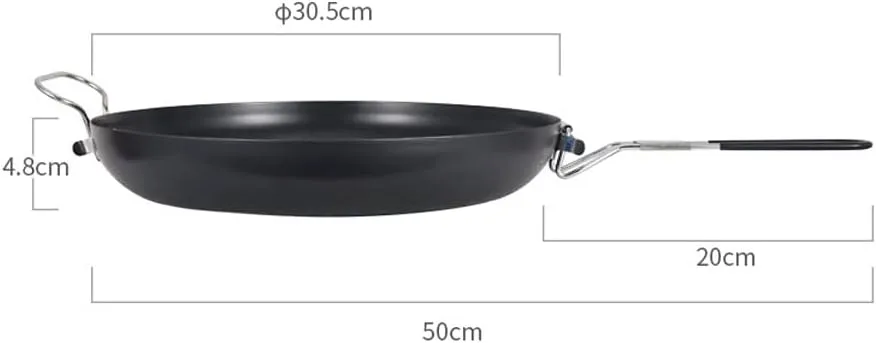 Non-Stick Iron Cooking Pot, Camping Cooking Pot with Foldable Handle, Outdoor Frying Pot for Outdoor Open Over Fire Hiking Backpacking Travelling