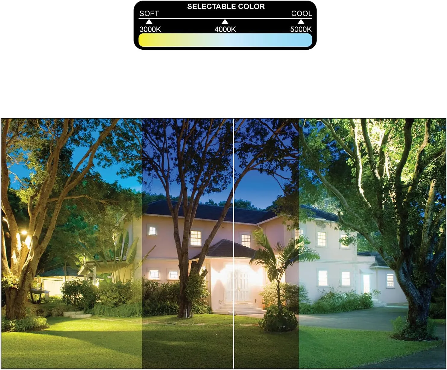 NUWATT 15W LED Flood Light, 3CCT 3000K/4000K/5000K Selectable, IP65 Waterproof Lighting, 1/2" Adjustable Knuckle Mount, 2100 Lumens, 120-277V, Outdoor Security Floodlight for Yard, White, UL