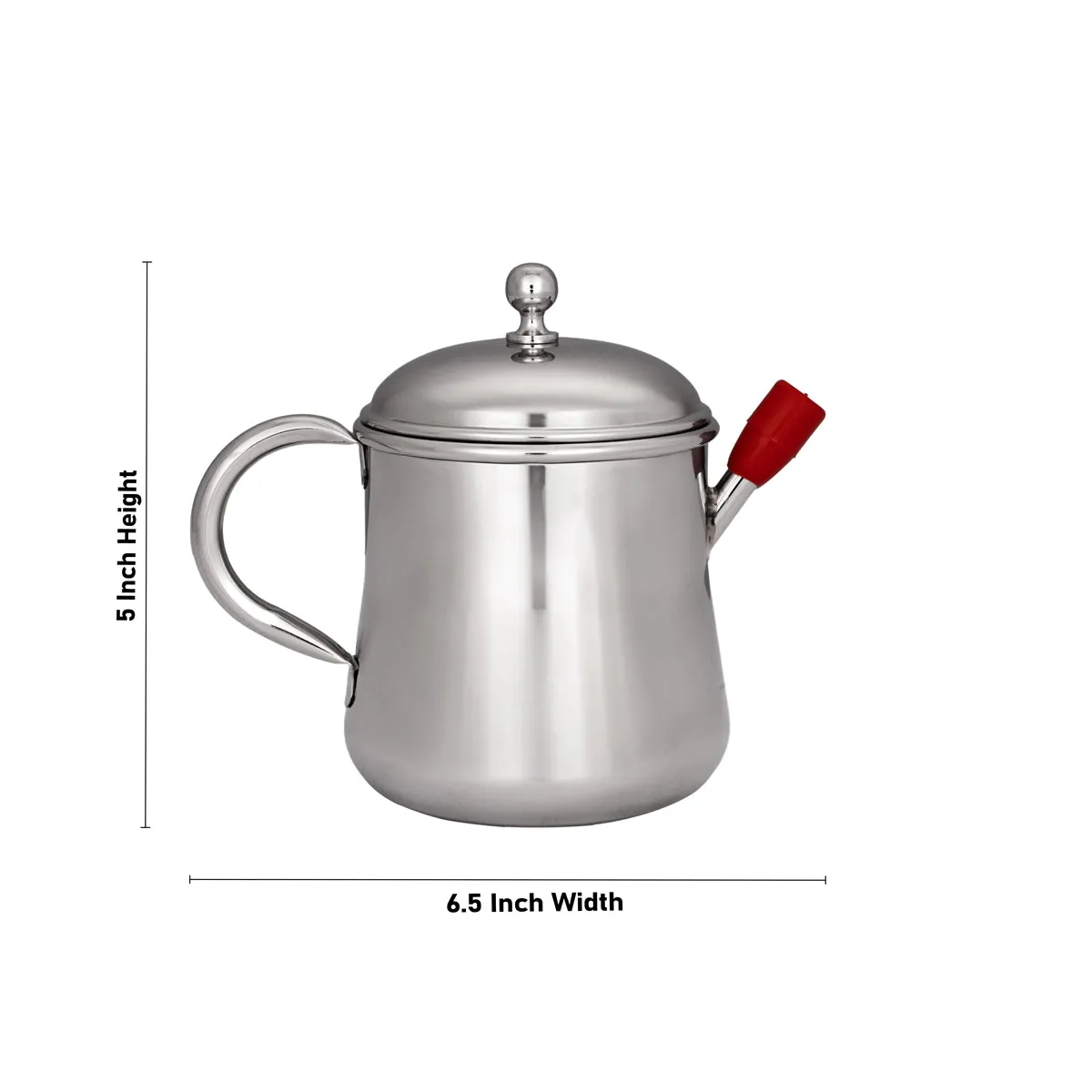 Oil Pot With Lid - 5 x 6.5 Inches | Stainless Steel Oil Pot With Handle/ Stainless Steel Tea Pot for Home/ 195 Gms