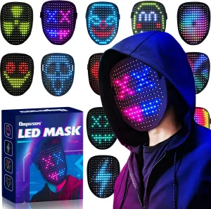 Ompusos LED Mask with Gesture Sensing - Light up mask for Costume Cosplay Party Masquerade - Kids, Men, Women
