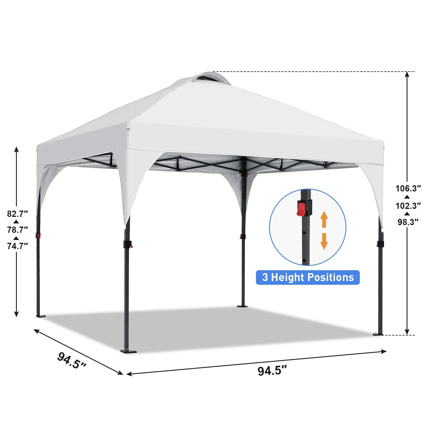 Oneofics Pop Up Canopy, 8x8 FT Instant Outdoor Canopy Tent with Carrying Bag, 3 Adjustable Heights - Portable for Event, Parties, Camping and More Outdoor Activities
