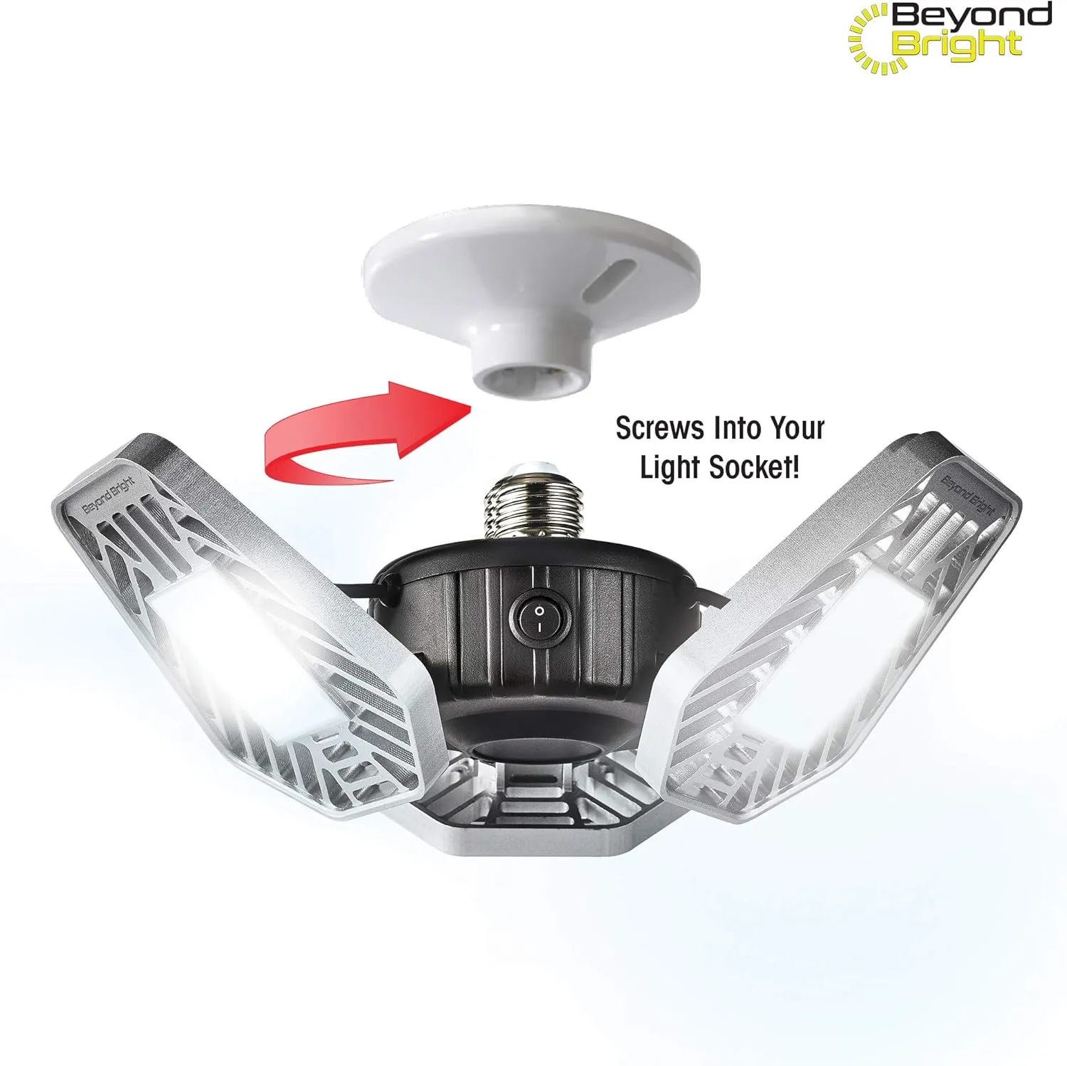 Ontel Beyond Bright LED Ultra-Bright Garage Light - 3 Adjustable Panels, Energy Efficient, Easy to Install, Durable and Long-Lasting Light for Garages, Warehouses and More