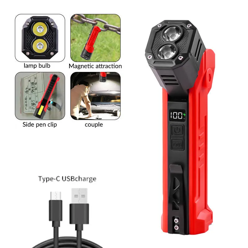 Orange Flashlight Car Repair Light - LED Work Light , Magnetic Base, Power Bank