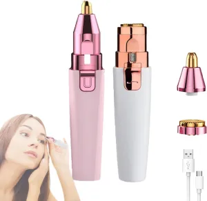 Orvanna Precision Eyebrow & Facial Trimmer, 2-in-1 Women's Eyebrow and Facials Hair Removal Device, Multifunctional Rechargeable Eyebrow Razor (Pink)