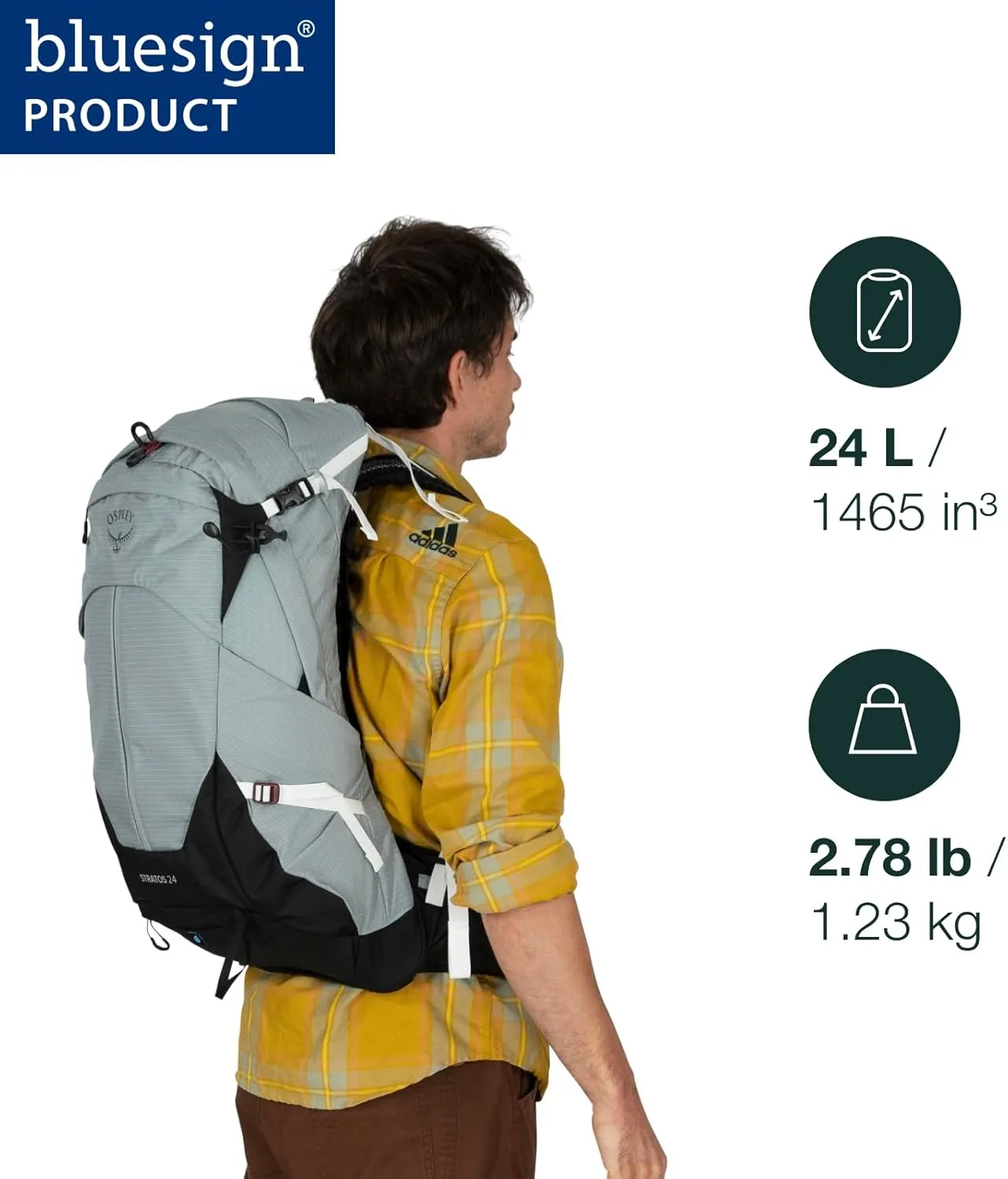 Osprey Stratos 24L Men's Hiking Backpack, Cetacean Blue