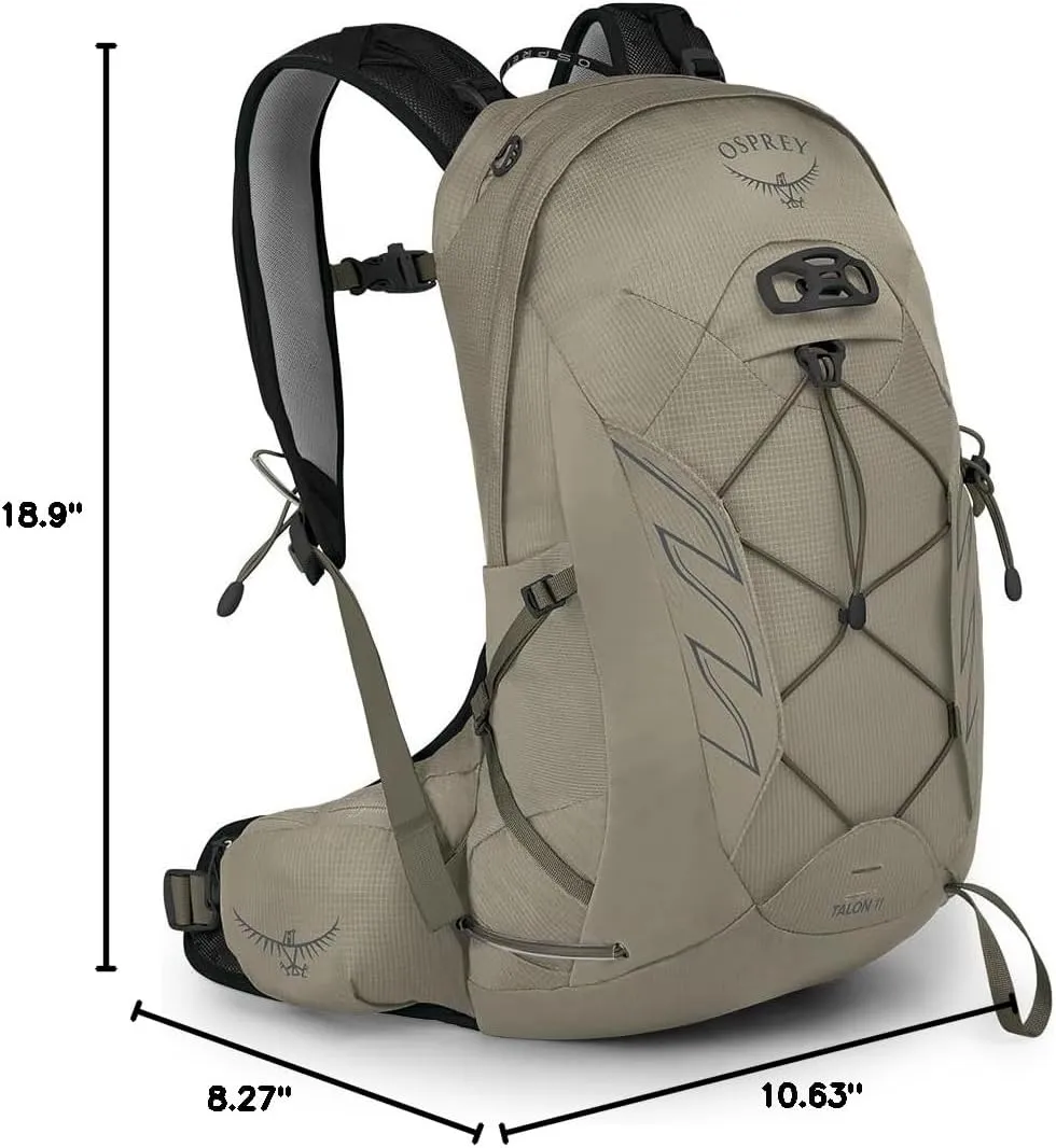 Osprey Talon 11L Men's Hiking Backpack with Hipbelt, Sawdust/Earl Grey, S/M