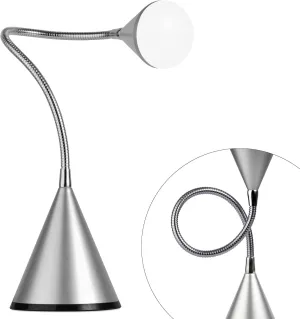 OttLite Cone LED Desk Lamp with Flexible Neck (Silver) - Lightweight & Adjustable Wide Angle Spread Desk Lamp with Energy-Efficient Natural Daylight LEDs for Home Office, Desk, & Dorms