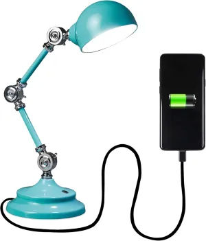 OttLite Revive LED Desk Lamp with ClearSun LED Technology, Turquoise – 3 Brightness Settings, Touch Activated Controls, USB Charging Port & 3 Adjustable Knobs for Precise Lighting - Great for Reading