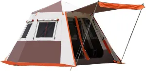 Outdoor Equipment Manufacturer Hexagon Tent Aluminum Pole Outdoor Automatic Portable Padded Rainproof Camping Fully Quick Open 2rooms Luxury Tent (Color : Small Green) (Big Brown)