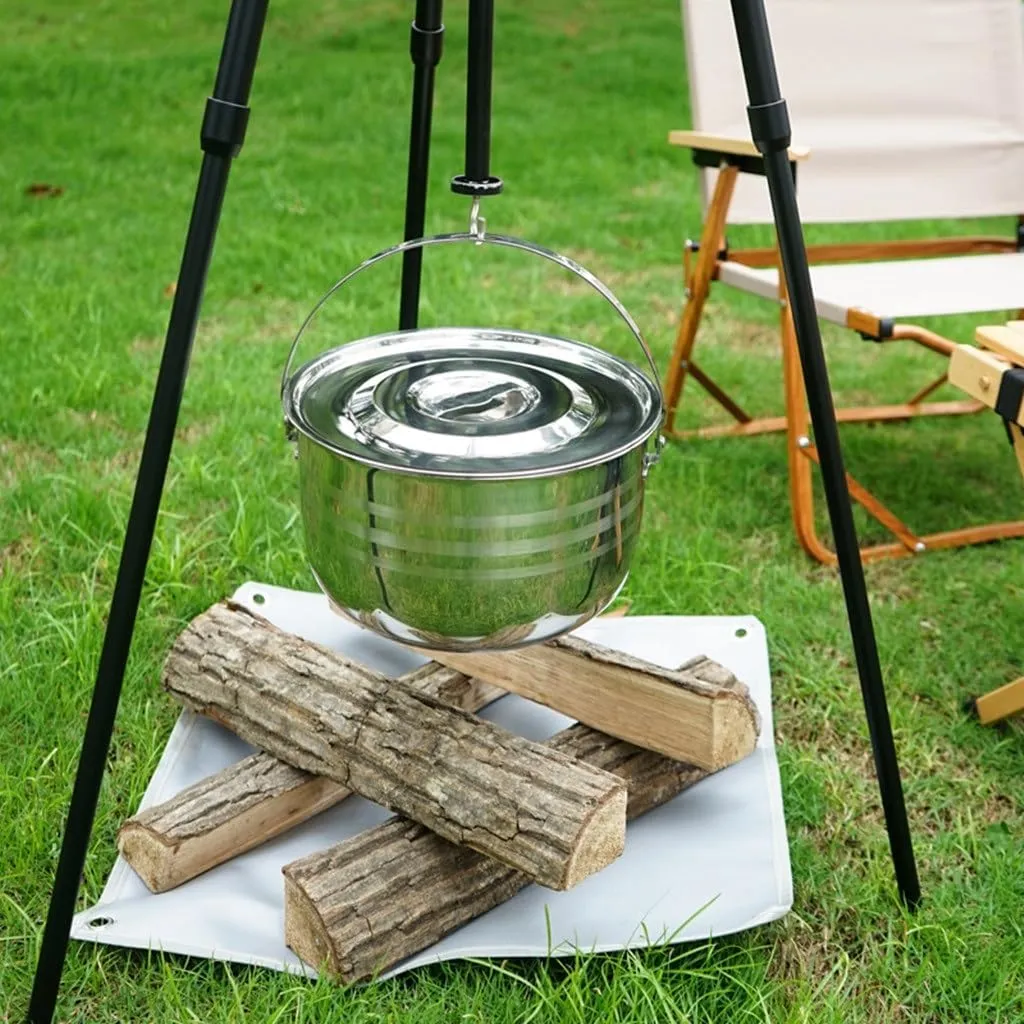 Outdoor Stainless Steel Four-piece Set Pot Picnic Barbecue Camping Hanging Kitchen Home