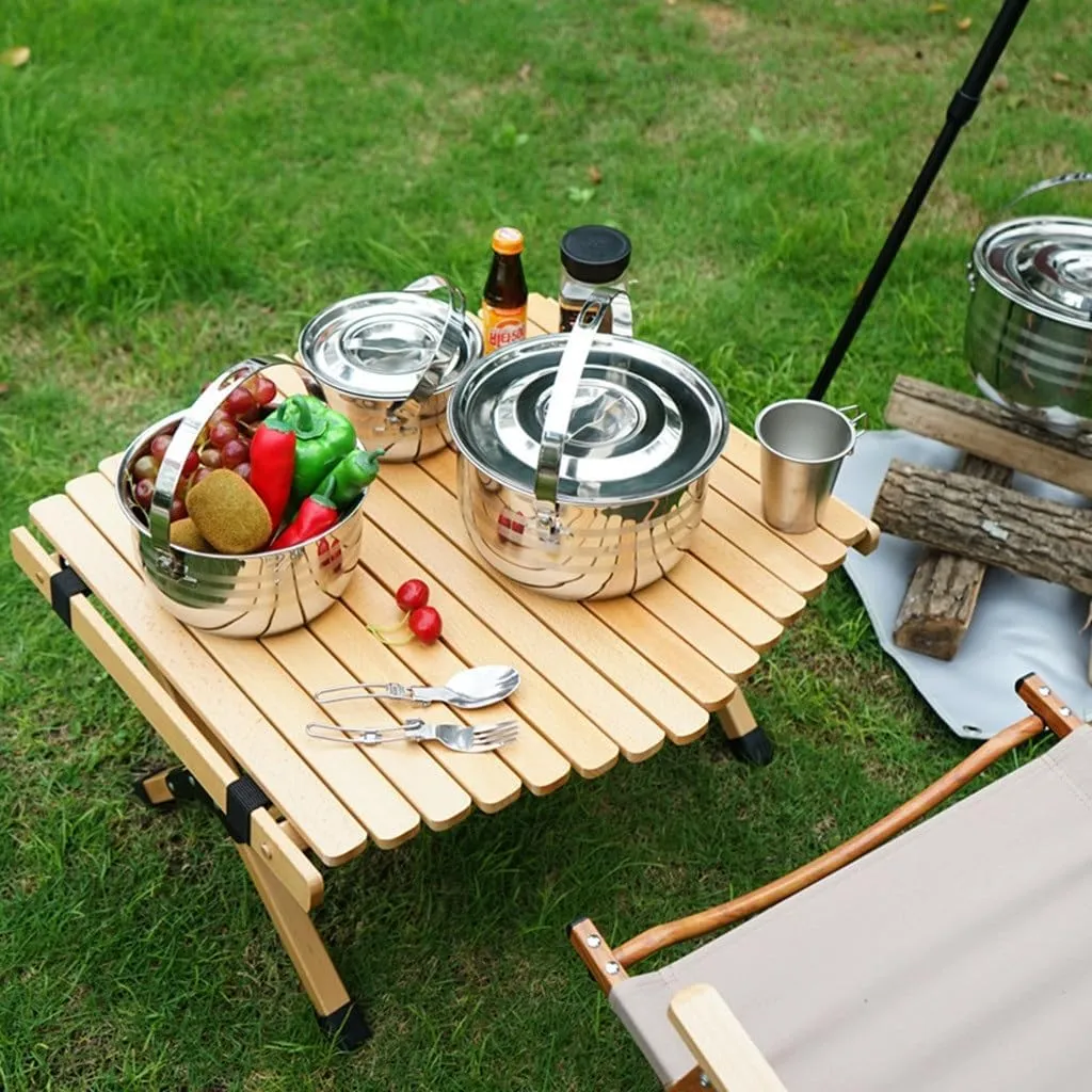 Outdoor Stainless Steel Four-piece Set Pot Picnic Barbecue Camping Hanging Kitchen Home