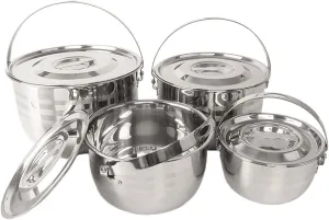 Outdoor Stainless Steel Four-piece Set Pot Picnic Barbecue Camping Hanging Kitchen Home