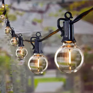 Outdoor String Lights 60 Feet G40 Globe Patio Lights with 32 Edison Shatterproof Bulbs(2 Spare), Waterproof Connectable Hanging Christmas Light for Backyard Porch Balcony Party Xmas Decor
