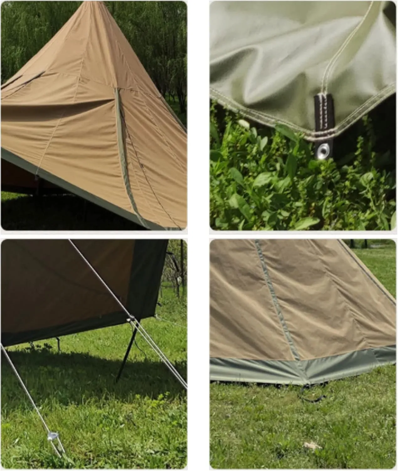 Outdoor Teepee Tent for 8 People, Waterproof 4 Seasons Family Pyramid Tent Camping Backpacking Hiking Mountaineering Easy Set Up - 600 * 600 * 350CM, Canvas