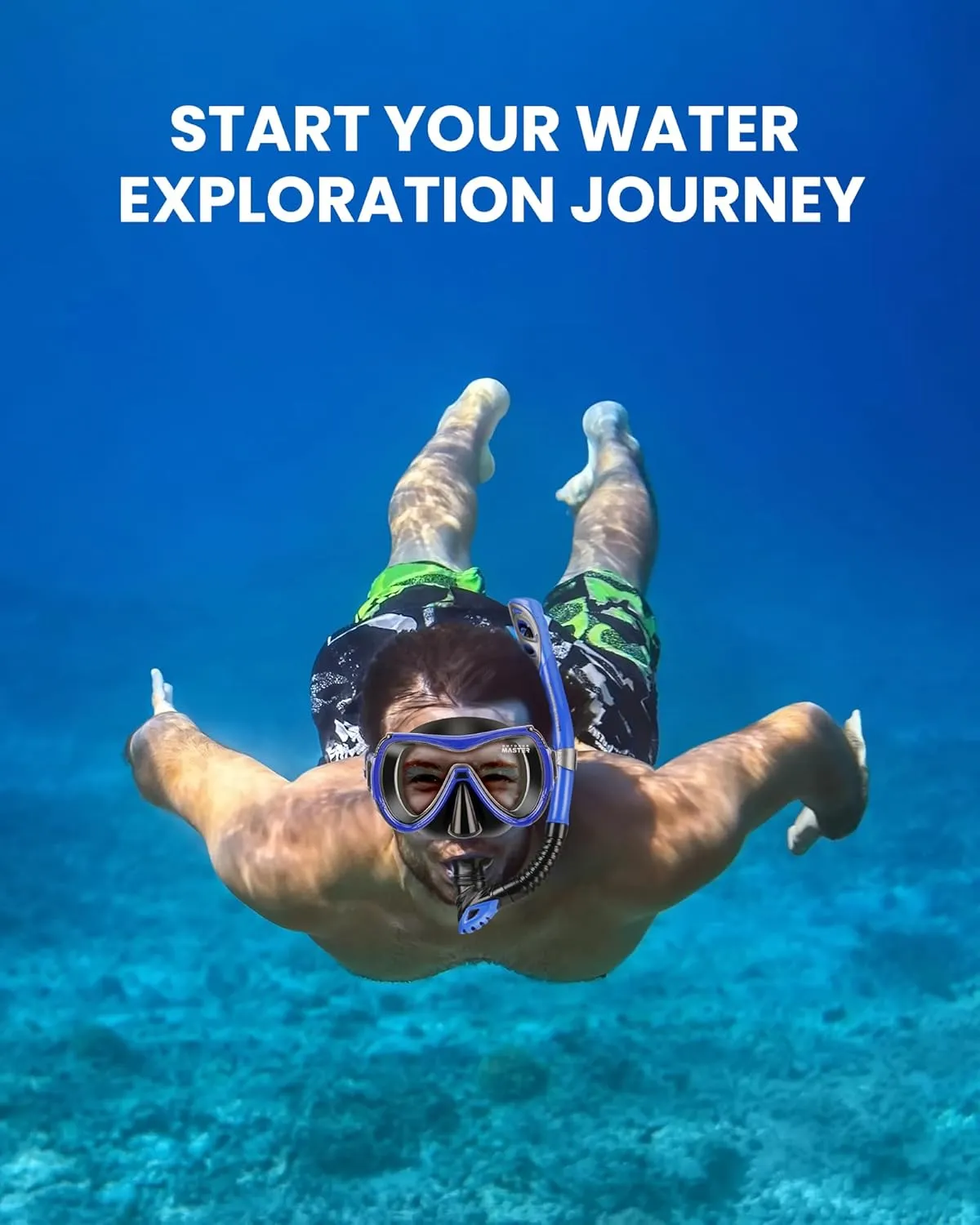 OutdoorMaster Mobula Snorkeling Gear for Adults,Mask Fins Snorkel Set with Panoramic View Anti-Fog, Dry Top Scuba Gear for Swimming Snorkeling Diving