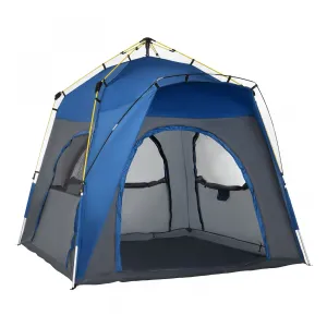 Outsunny Instant Automatic Camping Tent W/ 4 Doors And 4 Windows, Outdoor Easy Pop Up Tent, Portable|Outsunny Tente De Camping Familiale 4 Personnes Montage Instantanee Pop-up 4 Fenetres Pare-soleil Sa