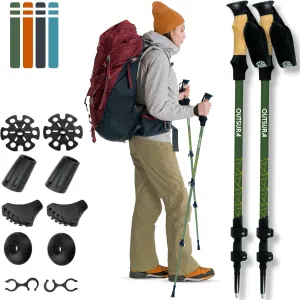 Outsura Carbon Fiber Trekking Poles for Hiking w/Cork Grip & Quick Lock - Hiking Sticks - Lightweight Walking Sticks with All Terrain Accessories - Pair of 2