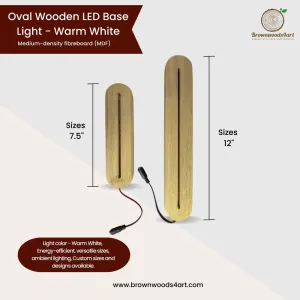 Oval Wooden LED Base Light - Warm White
