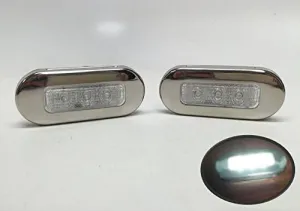 Pactrade Marine 2 Pieces Boat LED RV Trailer White Oblong Courtesy Light 3x1.25 SS Rim