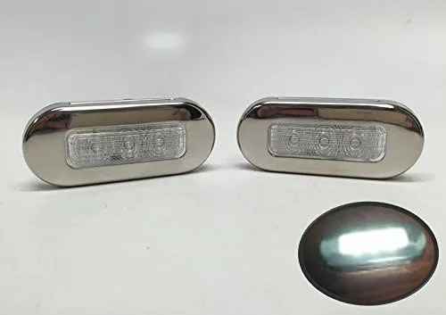 Pactrade Marine 2 Pieces Boat LED RV Trailer White Oblong Courtesy Light 3x1.25 SS Rim