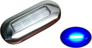Pactrade Marine 4 Pieces RV Boat Trailer LED Blue Oblong Courtesy Light 3" by1.25 SS Rim