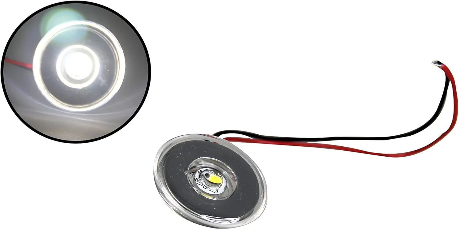Pactrade Marine Boat Auto RV Trailer LED Courtesy Livewell Round Clear Lens Light Interior Exterior (White) (White)