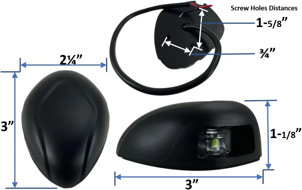 Pactrade Marine Boat Horizontal Mount Navigation Green Red Light 2NM LED IP:66 20m 112.5 Degrees Each DC12V/2W Black Plastic PC Housing (Combination Bow Light)