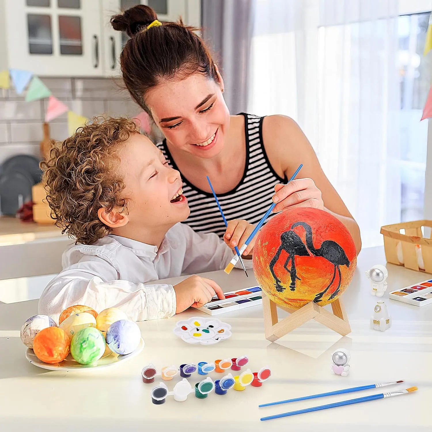 Paint Your Own Moon Lamp Kit, 5.9 Inch 16 Colors DIY 3D Moon Light Remote Control, Touch Switch, Space Toys Art Supplies Birthday Gifts for Friends Kids, Arts Crafts for Girls Ages 6-8 8-12 (Moon)