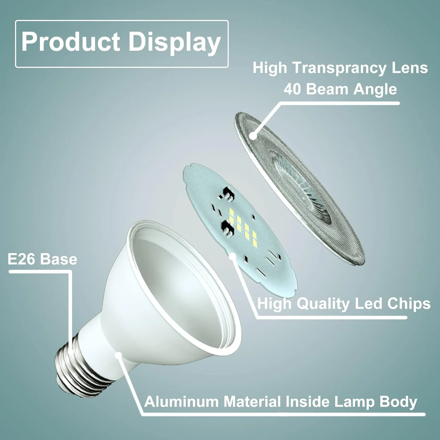 Par20 Led Bulbs 3000K Warm White Dimmable Flood 7W(50W Halogen Equivalent) E26 40 Degree Spot Light for Indoor Track Recessed Lighting 4-Pack