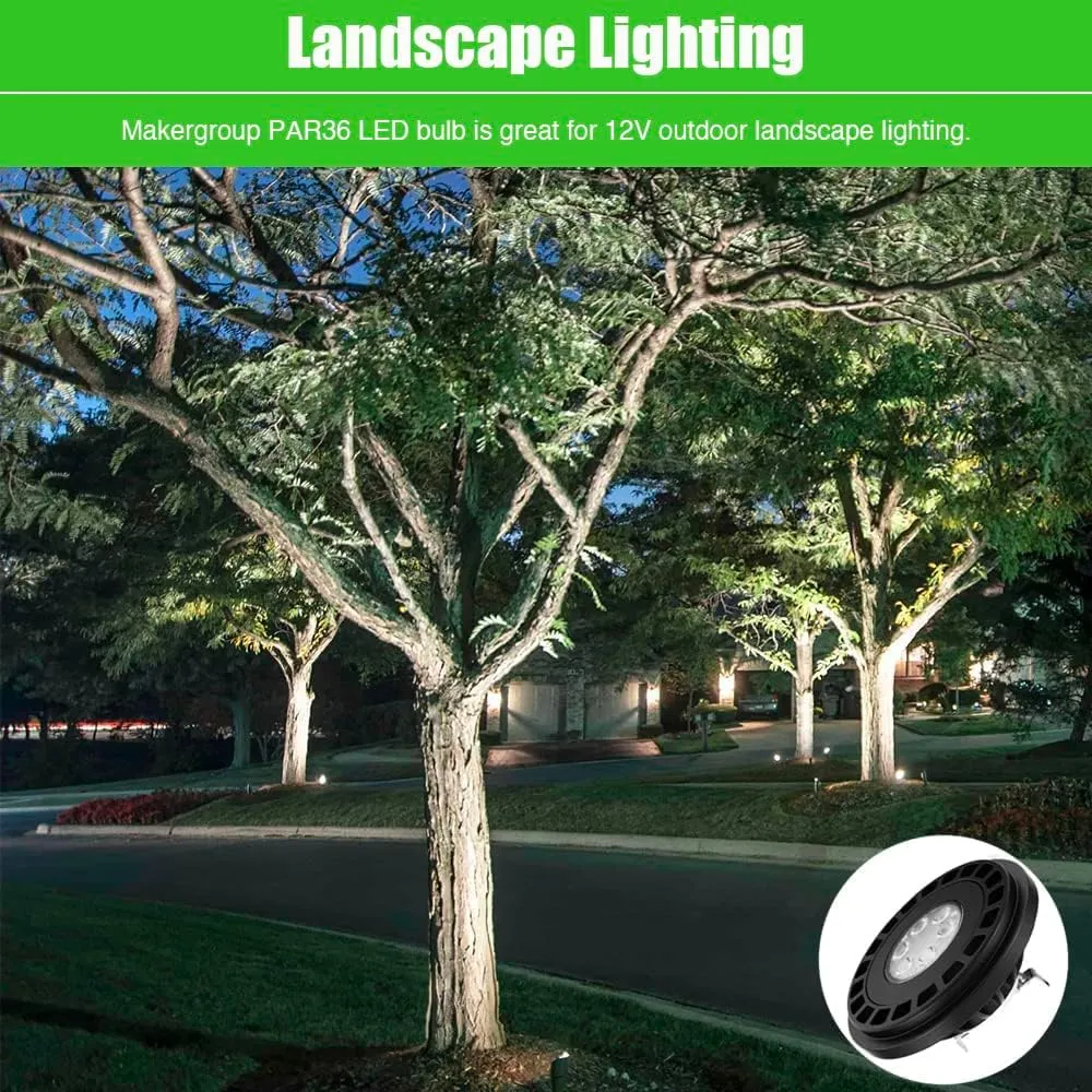 PAR36 Landscape LED Light Bulb 10W 12V Low Voltage Waterproof Spotlight for Outdoor Yard Lighting Tree Light, In-Ground Well Light, Daylight White 5000K