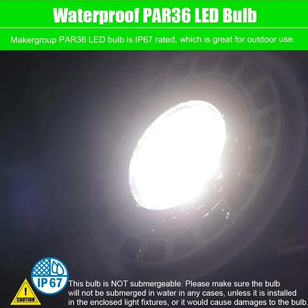 PAR36 Landscape LED Light Bulb 10W 12V Low Voltage Waterproof Spotlight for Outdoor Yard Lighting Tree Light, In-Ground Well Light, Daylight White 5000K