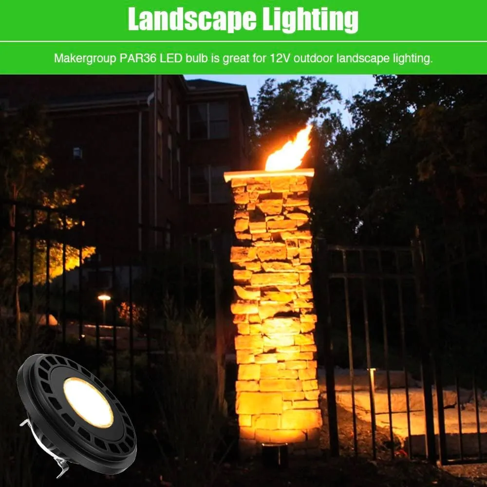 PAR36 Landscape LED Light Bulb 7W 12V Low Voltage Waterproof Spotlight for Outdoor Yard Lighting Tree Light, In-Ground Well Light, Warm White 2700-3000K
