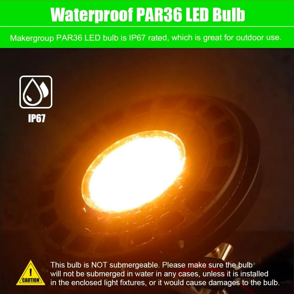 PAR36 Landscape LED Light Bulb 7W 12V Low Voltage Waterproof Spotlight for Outdoor Yard Lighting Tree Light, In-Ground Well Light, Warm White 2700-3000K