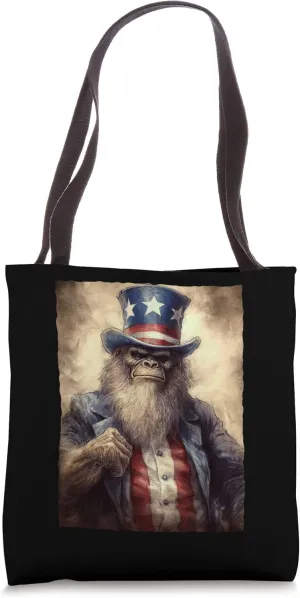 Patriotic Statesman Sasquatch - Top Hat Bigfoot Tote Bag