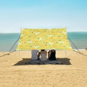 Pattern with Banana Beach Camping Tent Sun Shelter for Whole Family, Beach Shade Canopy with UPF50  UV Protection,Easy Set Up and Carry,Outdoor Shade for Trips, Fishing, Backyard Fun Picnics
