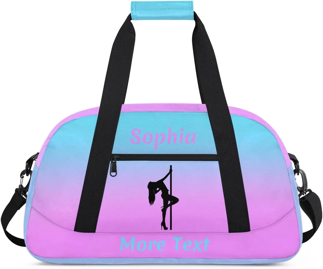 Personalized Kids Duffle Bag for Girls, Custom Sport Gym Bag with Name, Fit School Practice, or Overnight Weekender Travel Pink Pole Dance