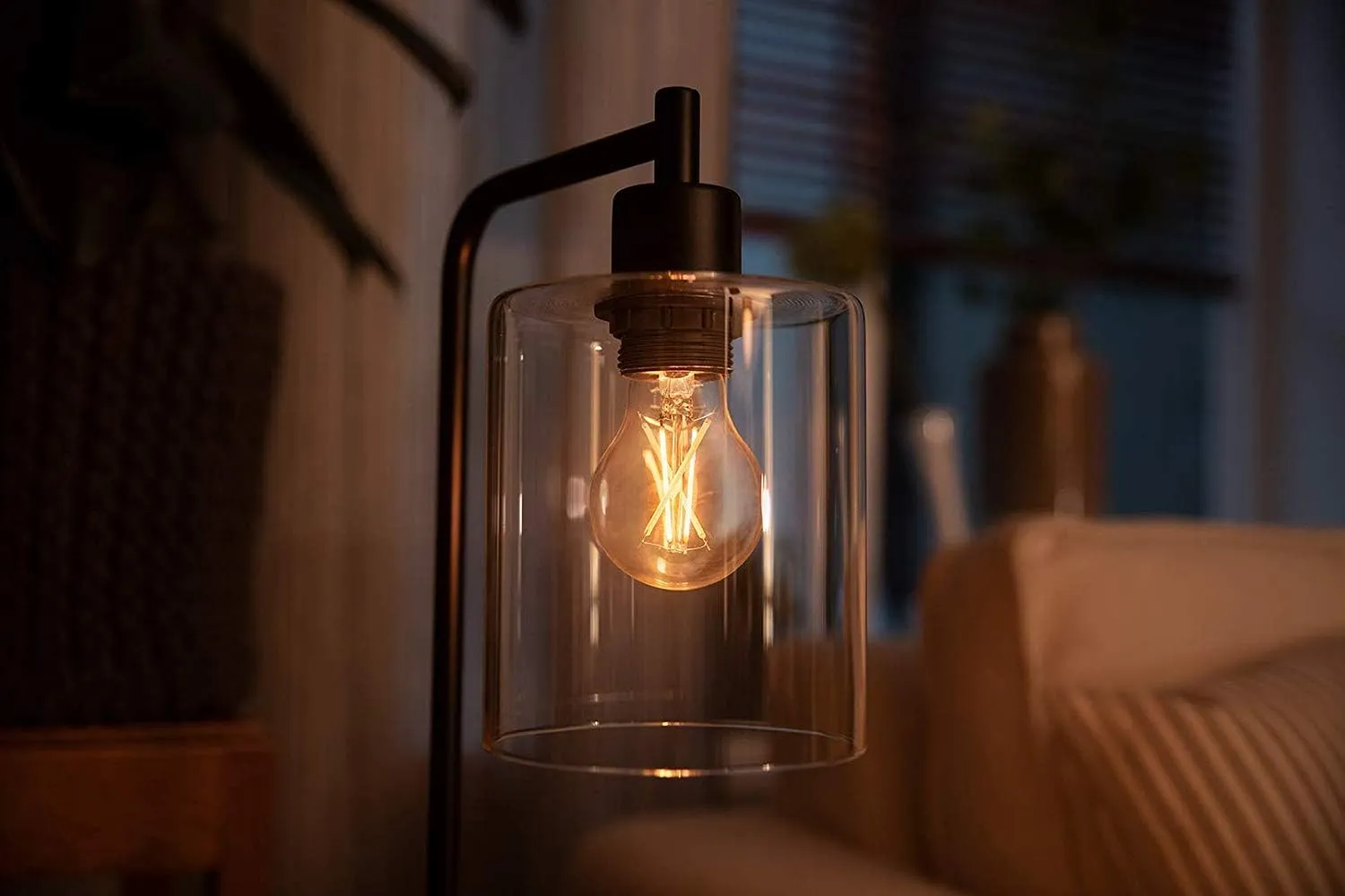 Philips LED Flicker-Free Dimmable Warm Glow Effect A19 Classic Glass Light Bulb, 800 Lumen, 2200-2700K, 8W=60W, E26 Base, Title 20 Certified, 8-Pack