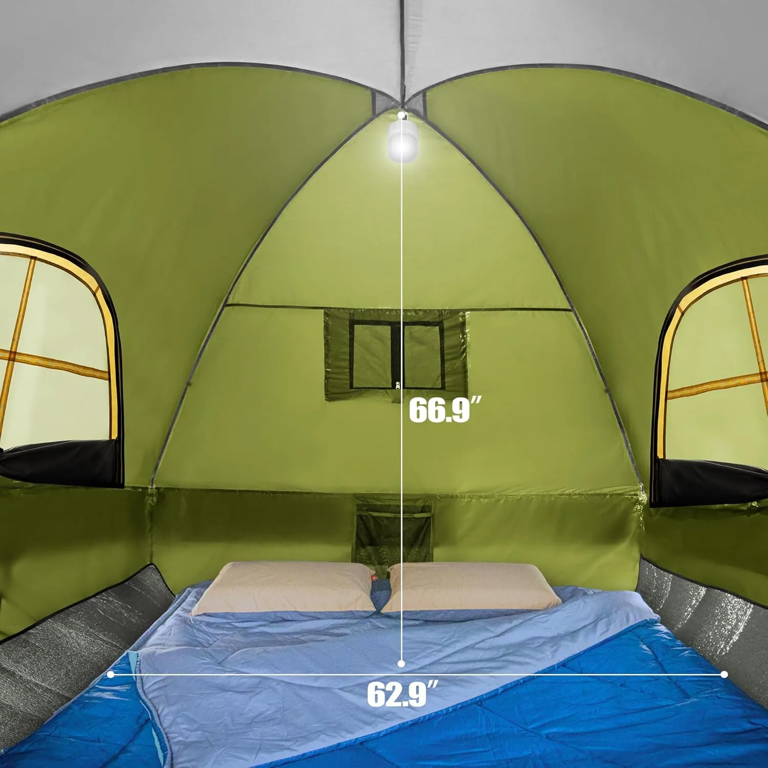 Pickup Truck Tent, Waterproof PU2000mm Double Layer for 5.5-6.0 FT Truck Bed, Portable Bed Tent for Camping, Green