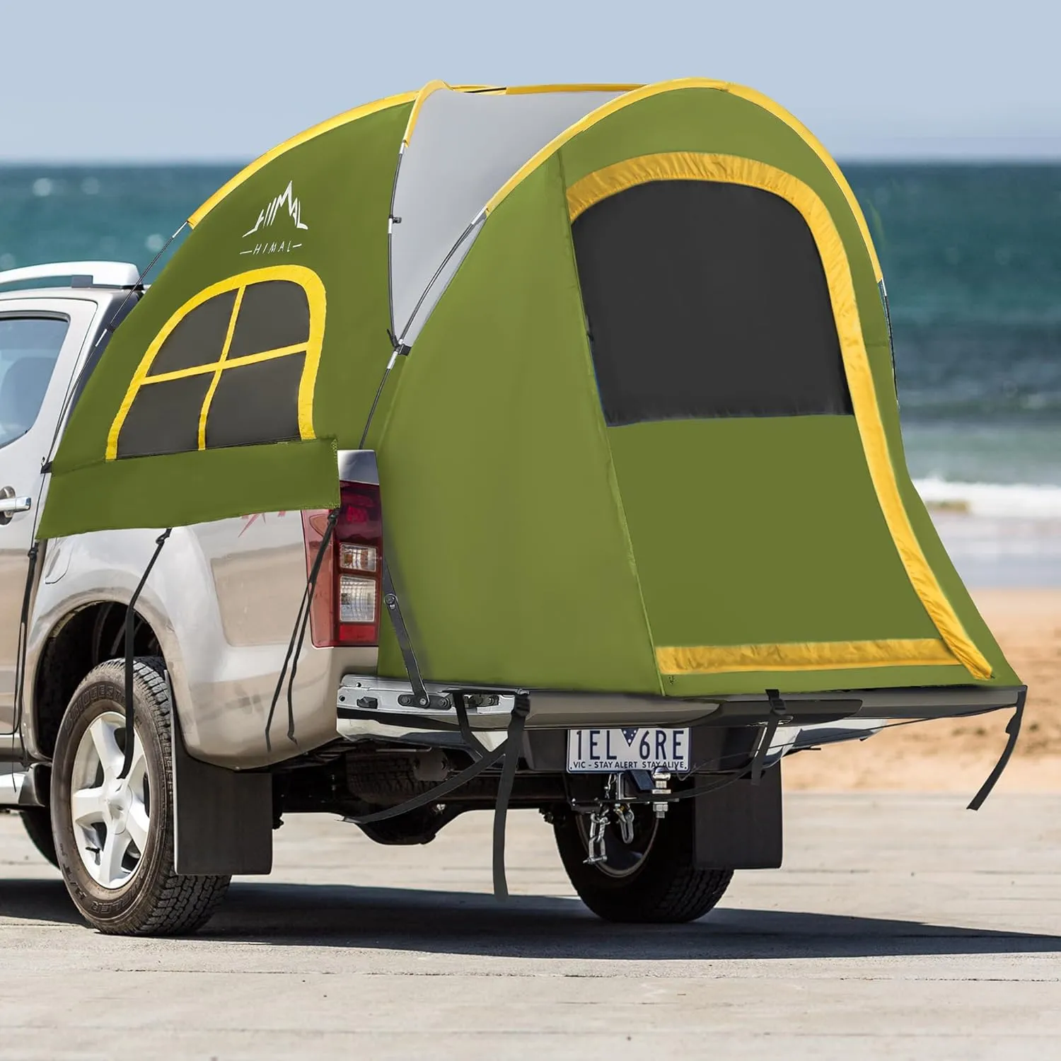 Pickup Truck Tent, Waterproof PU2000mm Double Layer for 5.5-6.0 FT Truck Bed, Portable Bed Tent for Camping, Green