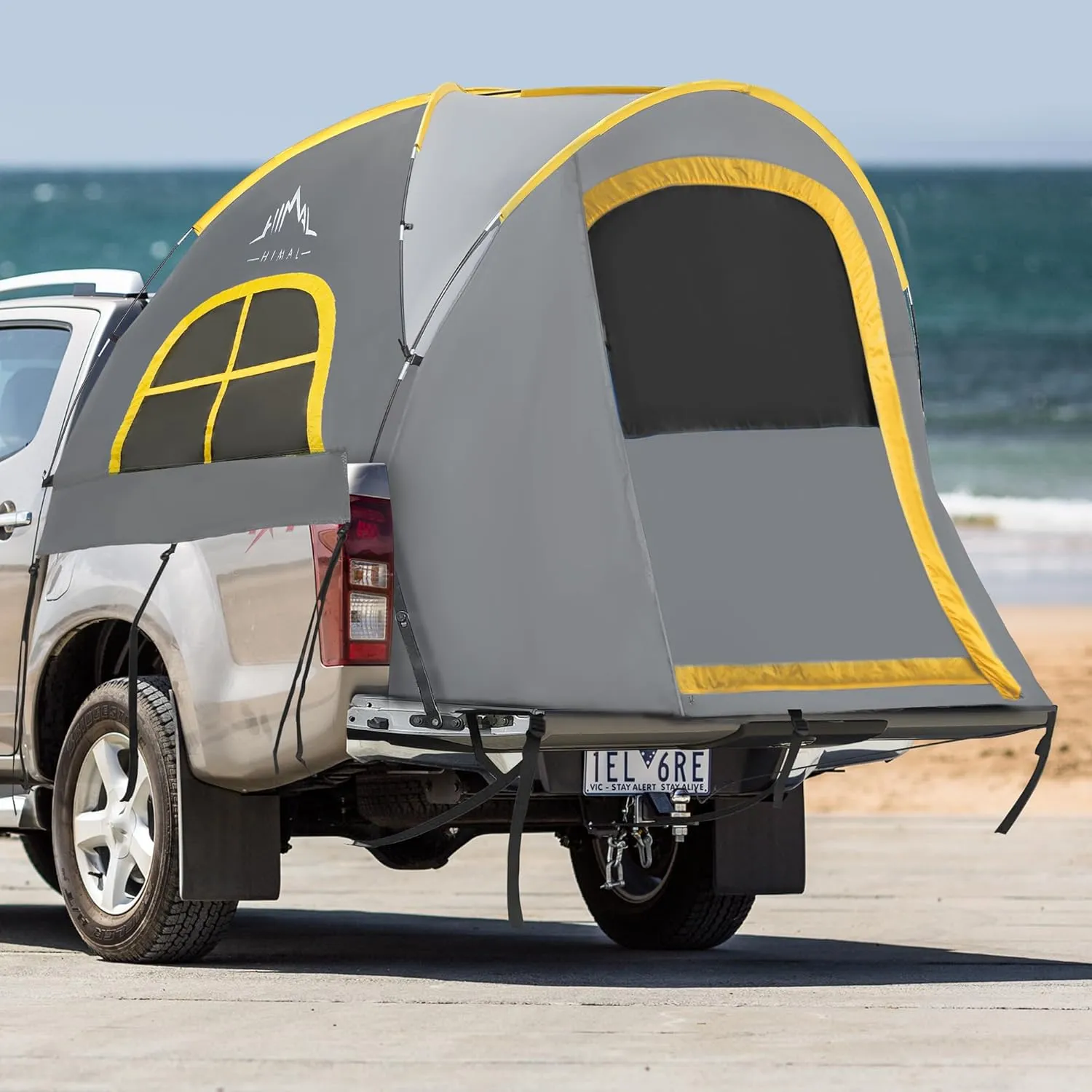 Pickup Truck Tent, Waterproof PU2000mm Double Layer for 6.5 FT Truck Bed, Portable Bed Tent for Camping, Gray